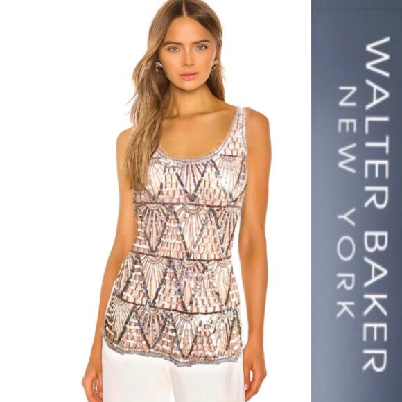 W118 by Walter Baker Mesh Sequin Tank - Picture 1 of 8